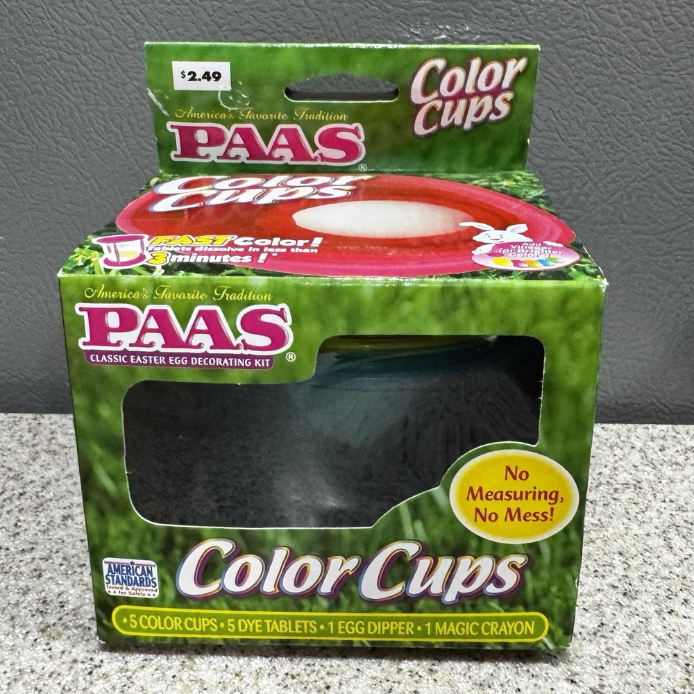 New PAAS Easter Egg Decorating Kit 5 Cups Dye Tablets Egg Dipper Magic Crayon