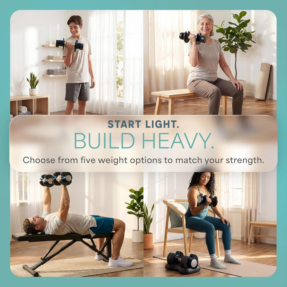 Adjustable Dumbbells Set Multi Weight Options with Rack Home Strength Training