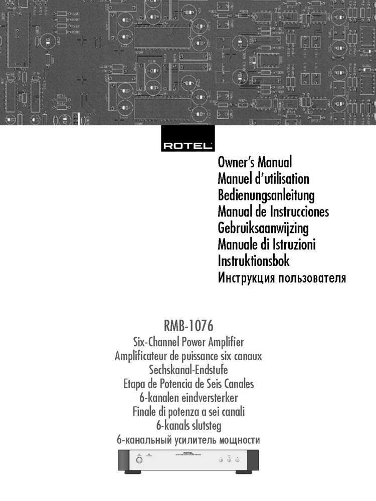 Rotel RMB-1076 Amplifier Owners Manual