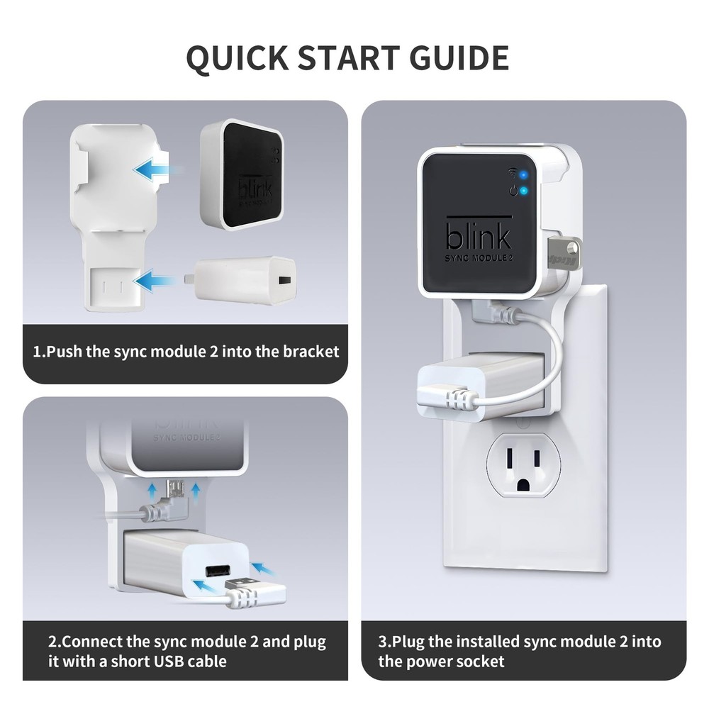 256GB USB Flash Drive & Wall Mount for Blink Sync Module 2 with Short Cable R