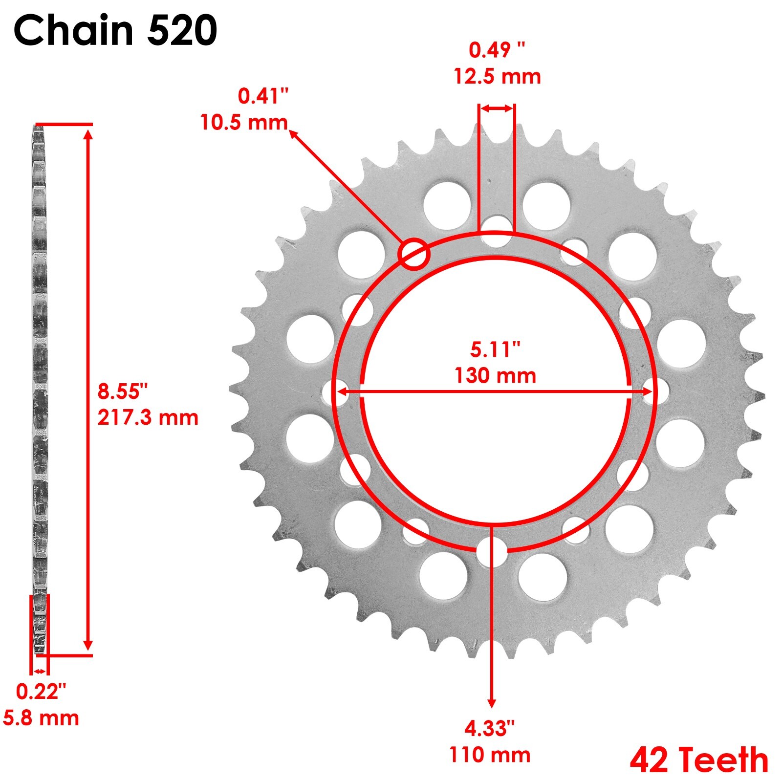 Red Drive Chain And Sprockets Kit for Honda TRX200 Fourtrax 200 2X4 1990-1997