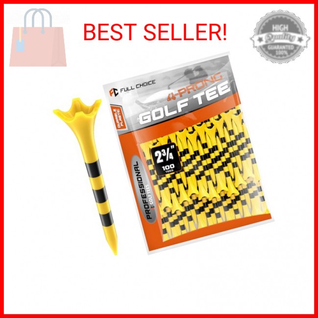 Full Choice Plastic Golf Tees 100 Pack 2-3/4", Enhanced Durability & Stability,
