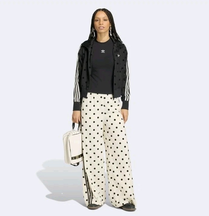 Adidas SATIN POLKA DOTS WIDE LEG PANTS XL New Nwt