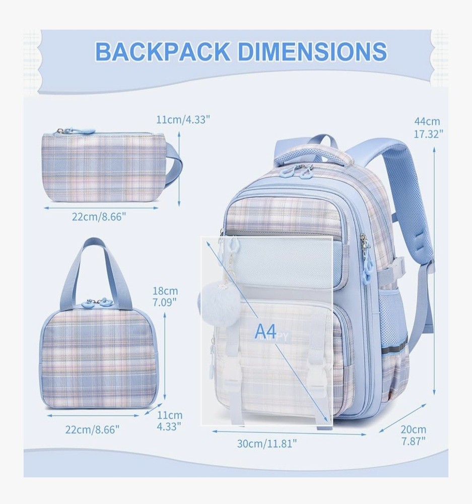 WYCY Girls Blue Backpack 3pc