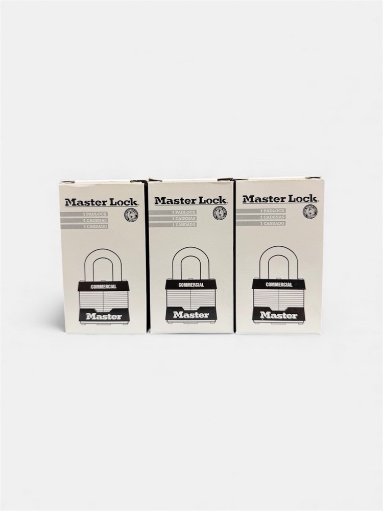 3 Pack Master Lock 3LF Padlock, Keyed Different, Long Shackle