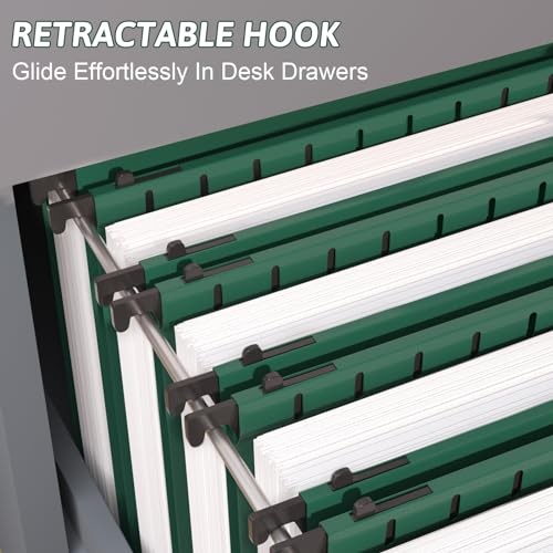 Plastic Hanging File Folder Extra Capacity,12 Pack Reinforced Hang Green