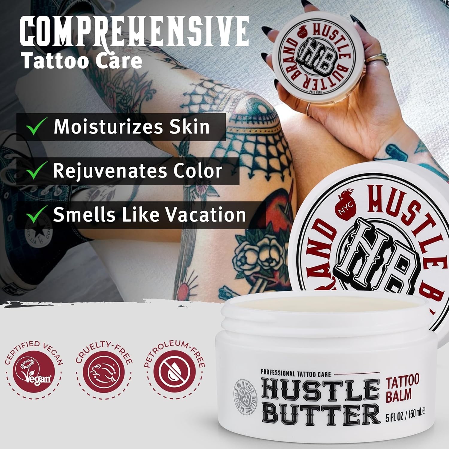 Hustle Butter Tattoo Aftercare Balm 5oz Vegan Heals Protects Ink Care