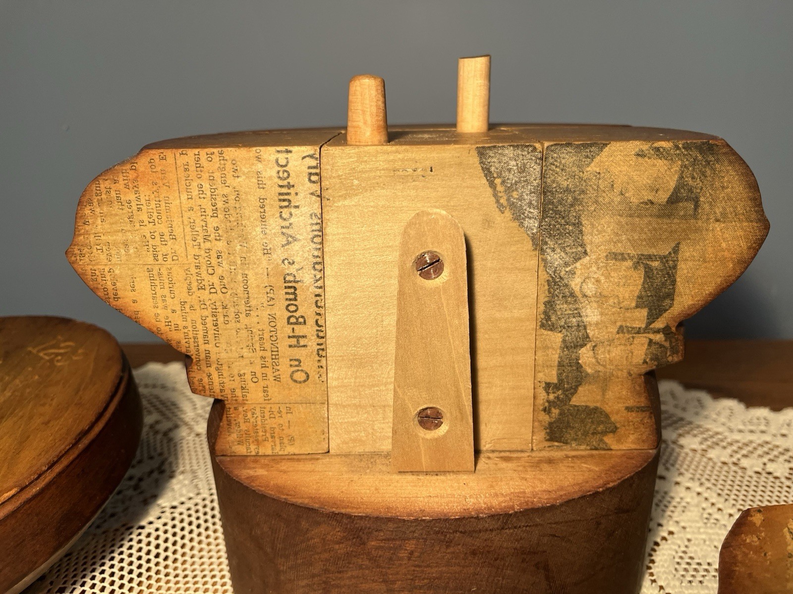 Antique Multi-Piece Wood Millinery Puzzle-Form Hat Block/Mold