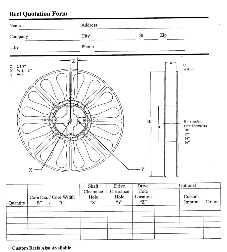 New Plastic Take-up Reels (overstock Item, limited quantity available)