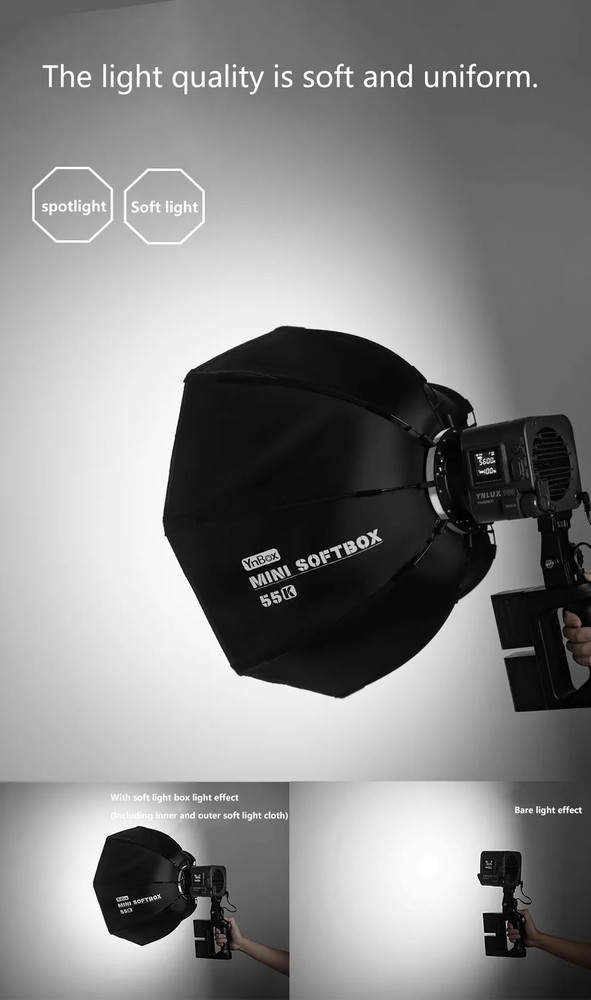 YONGNUO 55K 55cm Bowens Mount Softbox Diffuser for YNLUX100 Led Light Soft box