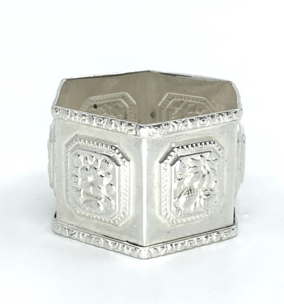 Antique 1860s Coin Silver Hexagonal Napkin Ring 0.77 OZ