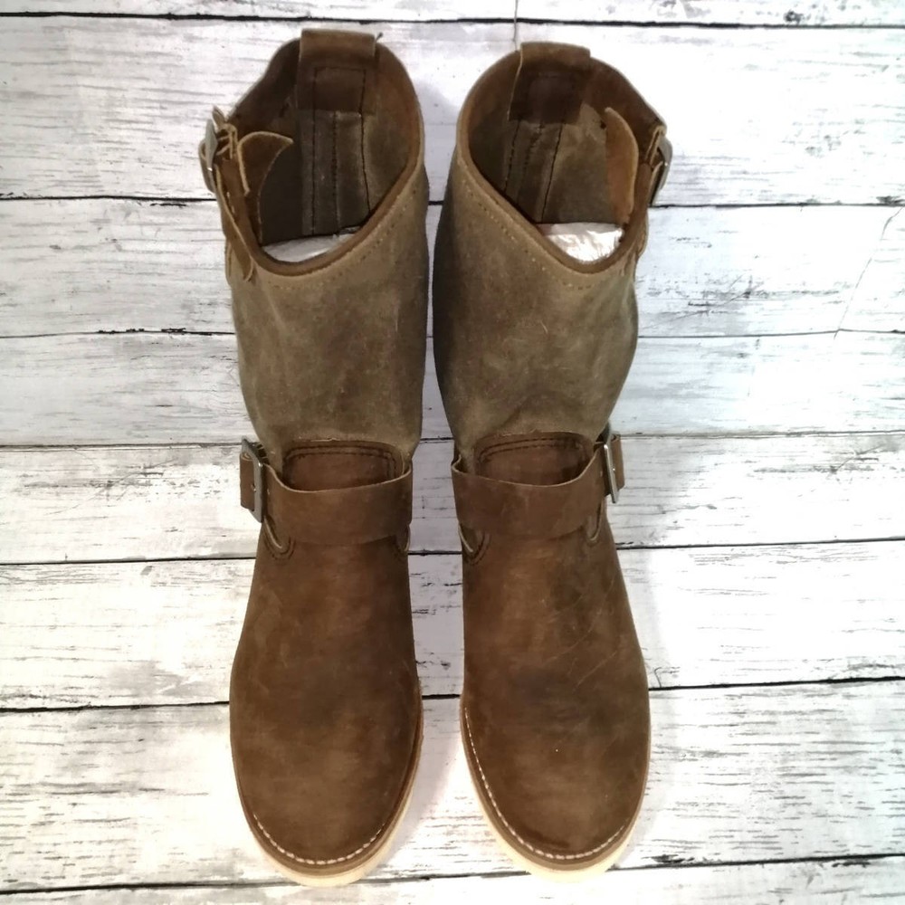 RedWIng Boots 2978 Canvas Leather Brown Engineer Boots Size 7D