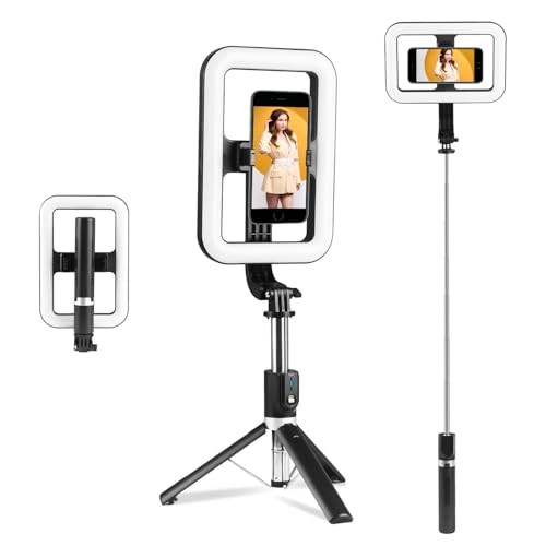Selfie Ring Light with Stand, Tripod with Dimmable LED Lights, Extendable Ring