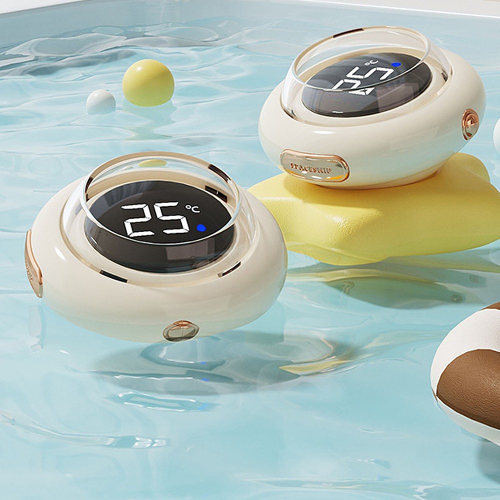2-LED Bath Thermometer Cute Spacecraft Shape Temperature Alerts For Bathing Fun