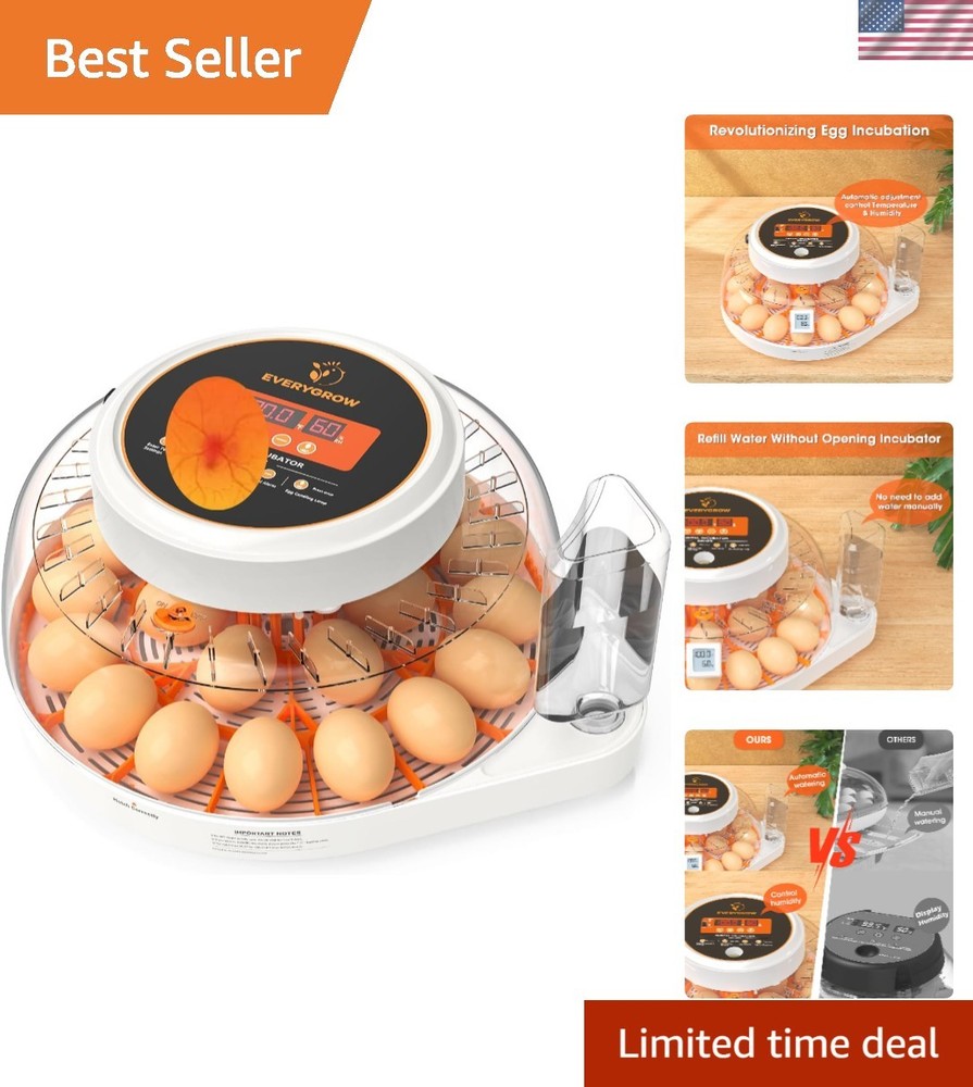 2025 Upgrade: 22-Egg Incubator with Advanced Humidity & Water Control Features