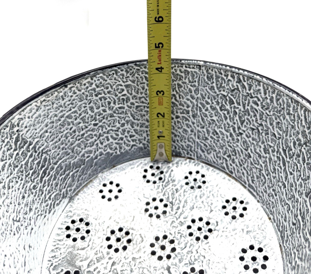 Vintage Blue Enamelware Handled Strainer