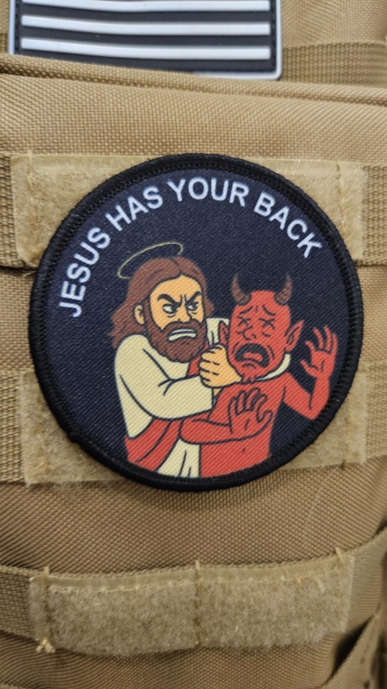 Jesus has your back meme funny patch 3" circle hook & loop Christian