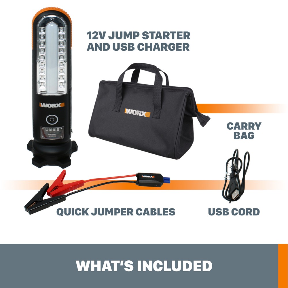 WX852L Worx Multi-Function Portable Car Jump Starter with USB Charging
