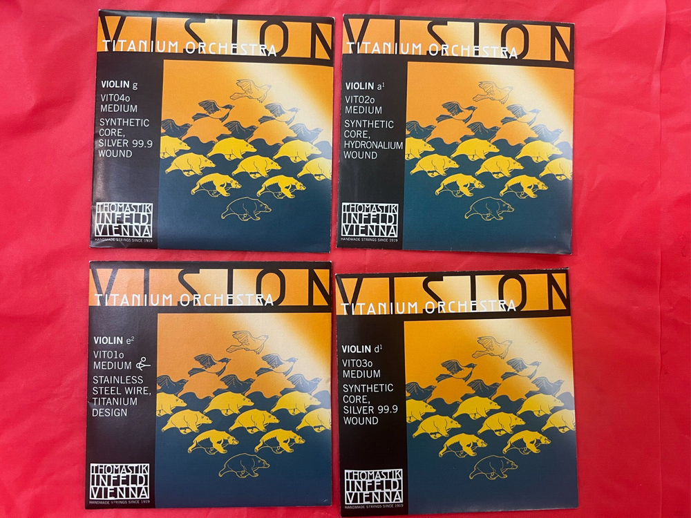 100% Authentic Thomastik Vision Titanium Orchestra Violin String Set Medium 4/4