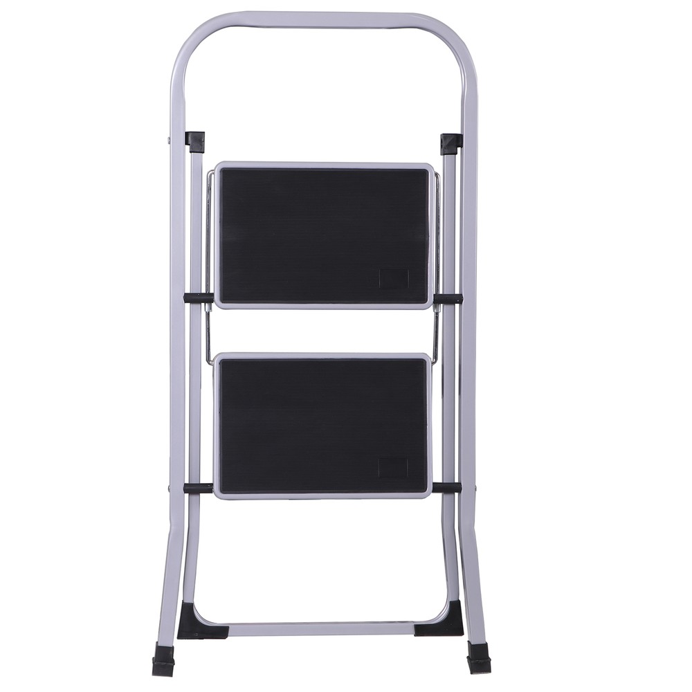 2 Step Ladder Folding Step Stool with Convenient Handgrip Handle 380 lbs Gray