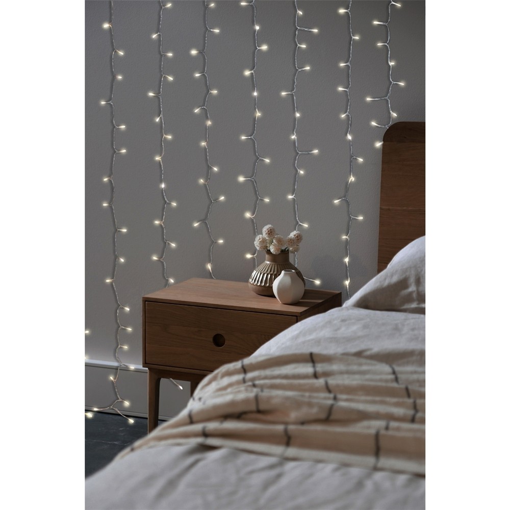 Product Works 8 Function, String Light Curtain, 600 Warm White Micro Bulbs, 20'