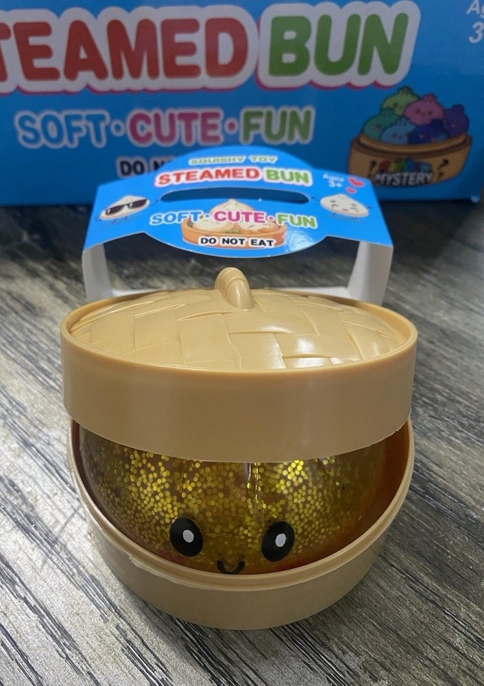 Squishy Glitter Dumpling Steamed Bun Squeezable Stress Reliever Toy, Soft.