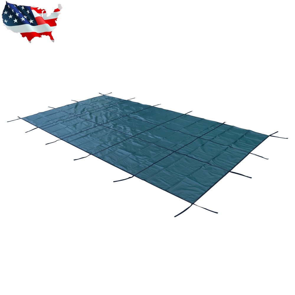 18x32FT Rectangular Inground Pool Safety Cover Solid Green Mesh for 16x30ft Pool