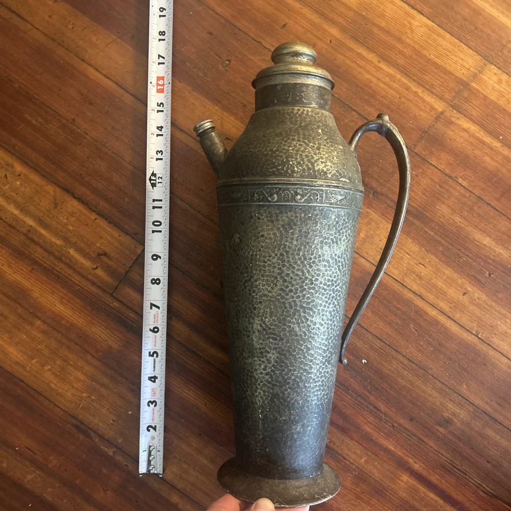 Antique Bernard Rice's Sons EPNS Hammered Silver Plate Cocktail Shaker