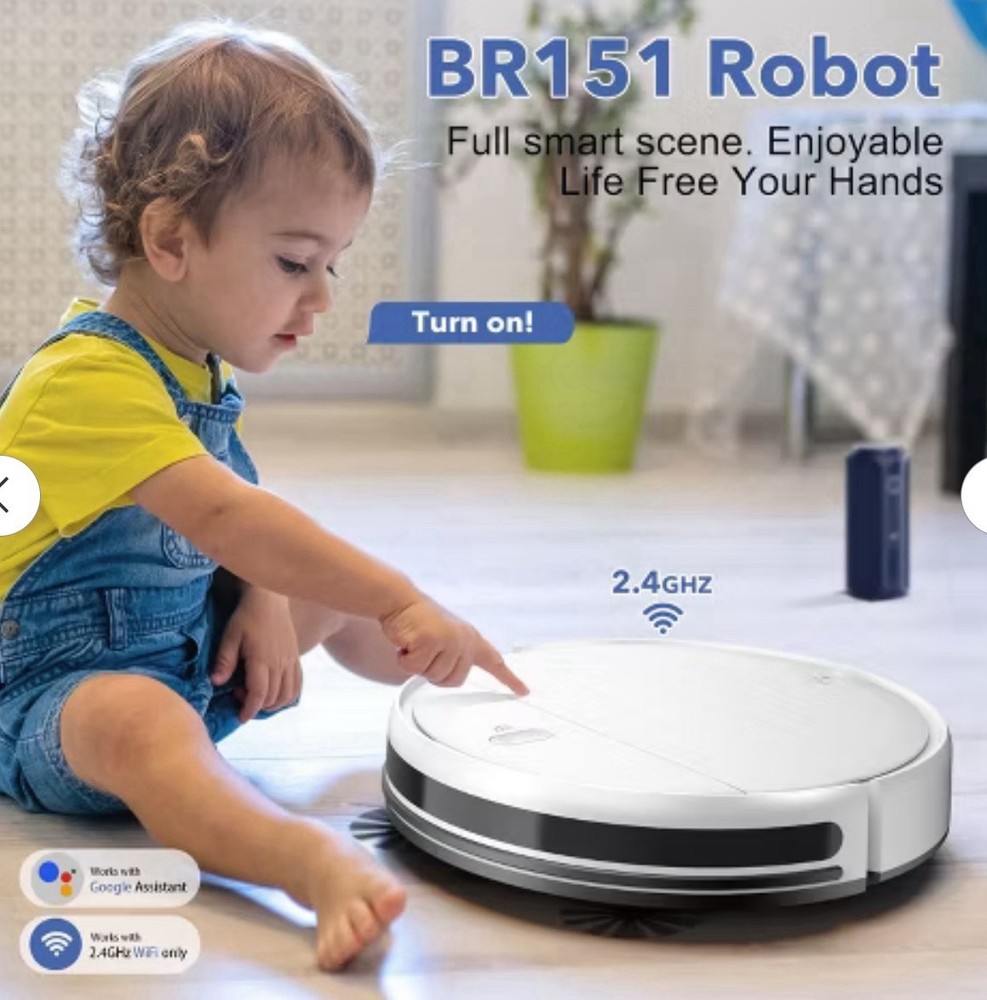 MAMNV BR151 Robot Vacuum and Mop Combo, with APP/Remote,White