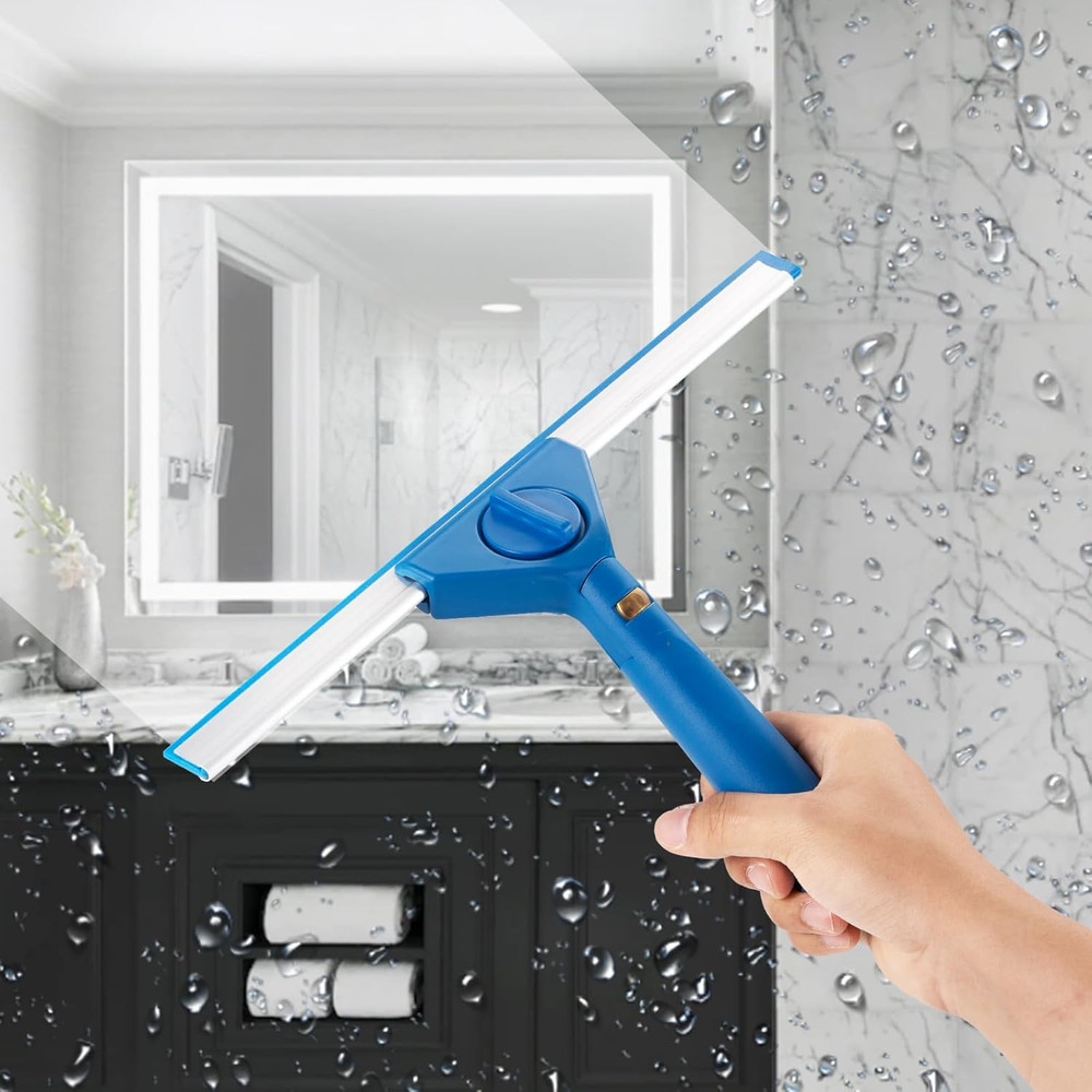 Multi-Purpose 13.5" Window Squeegee with 7" Handle, Rotating Window Cleaner for