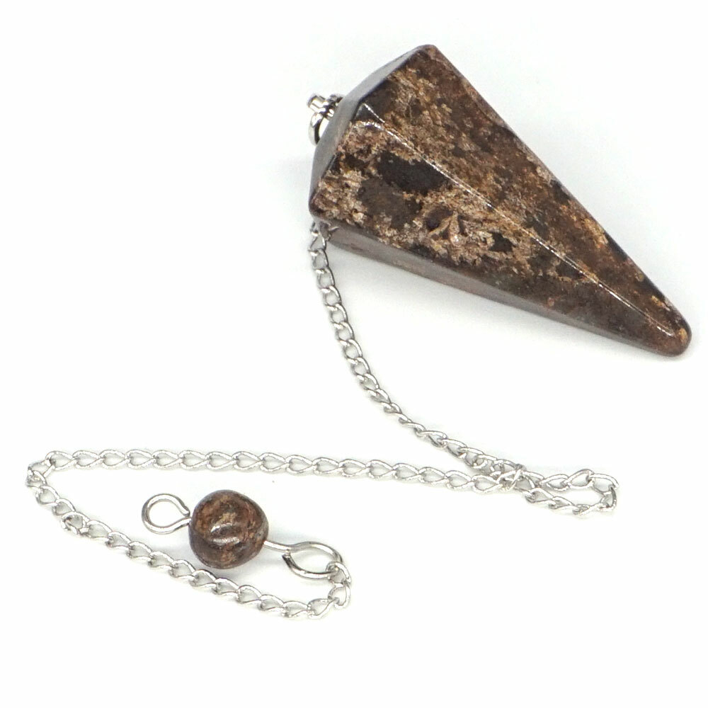 Natural Gemstone Bronzite Bonded Pendulum Healing Crystal Reiki Dowsing Tool