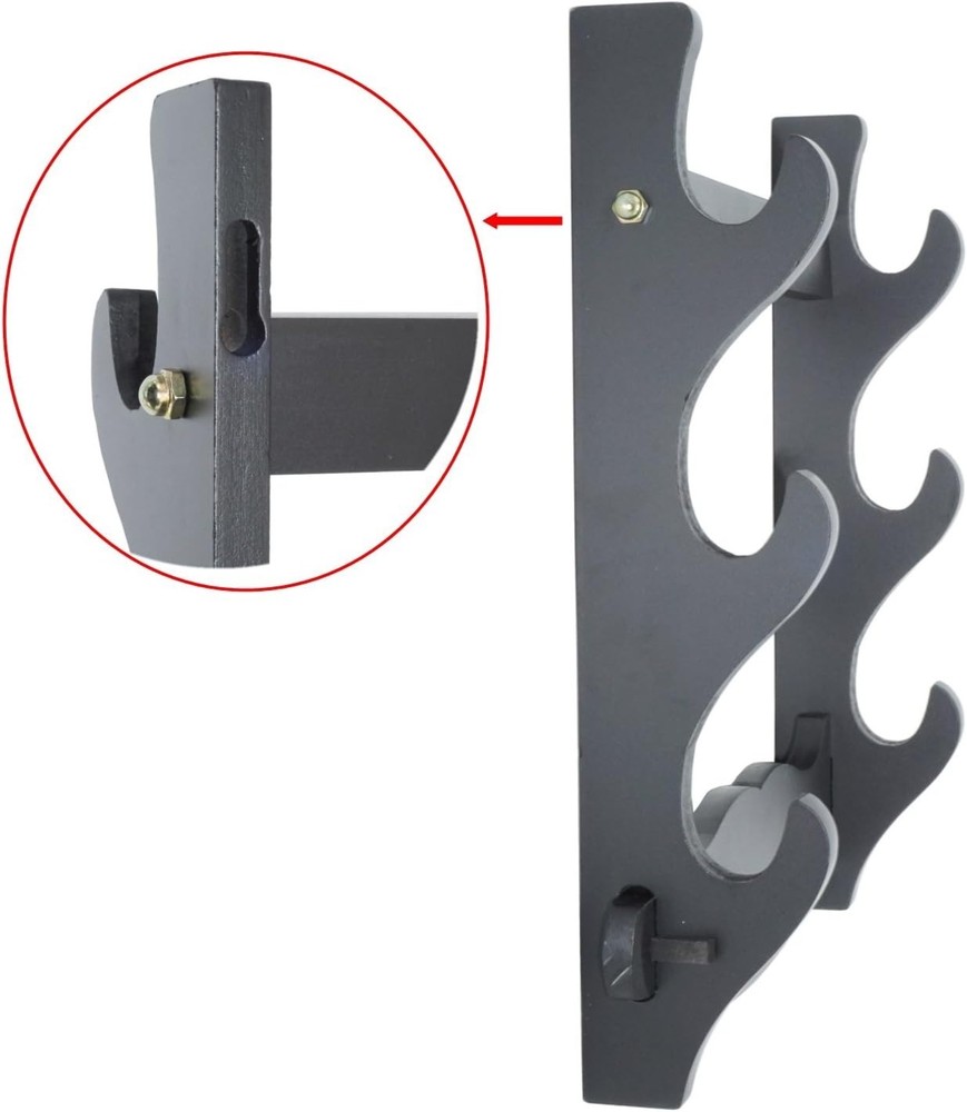Sturdy Black Wood Samurai Sword Display Stand - 3 Layer Wall Mount Rack