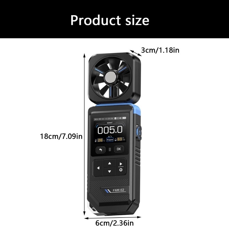 Wind Speed Gauge Meter Measuring Wind Temperature Humidity Anemometer