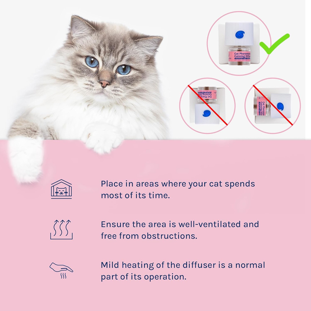 Cat Calming Pheromones Diffuser: 2 Classic Cats Plug in Refill Diffusers for Rel