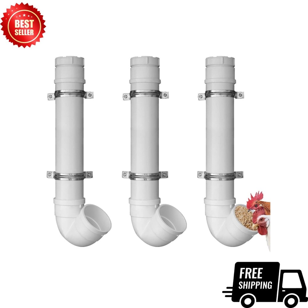 3 Pack PVC Chicken Feeder 6 lb Automatic No Waste