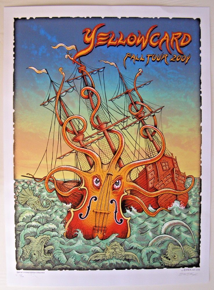 2004 Yellowcard Fall Tour Poster signed, numbered by Emek