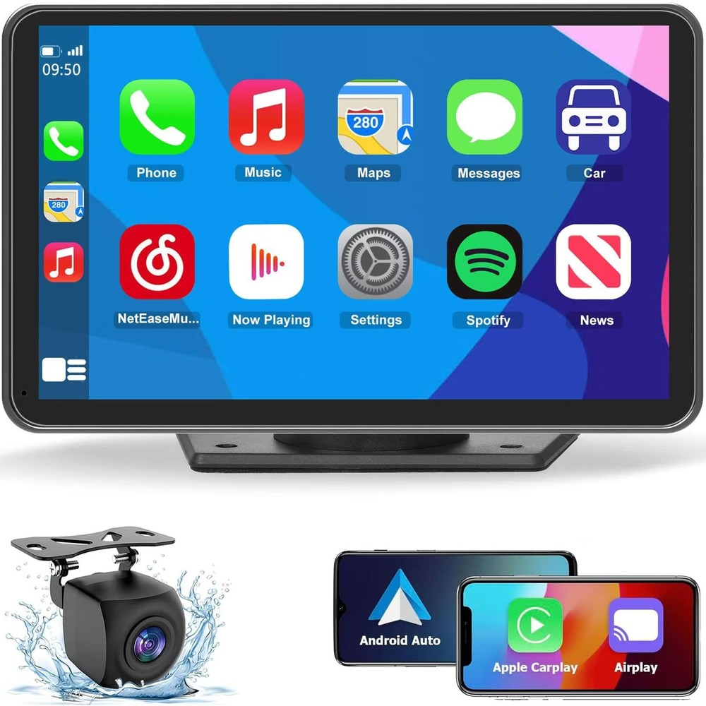 7" HD Wireless CarPlay Screen with Bluetooth Navigation & Backup Camera