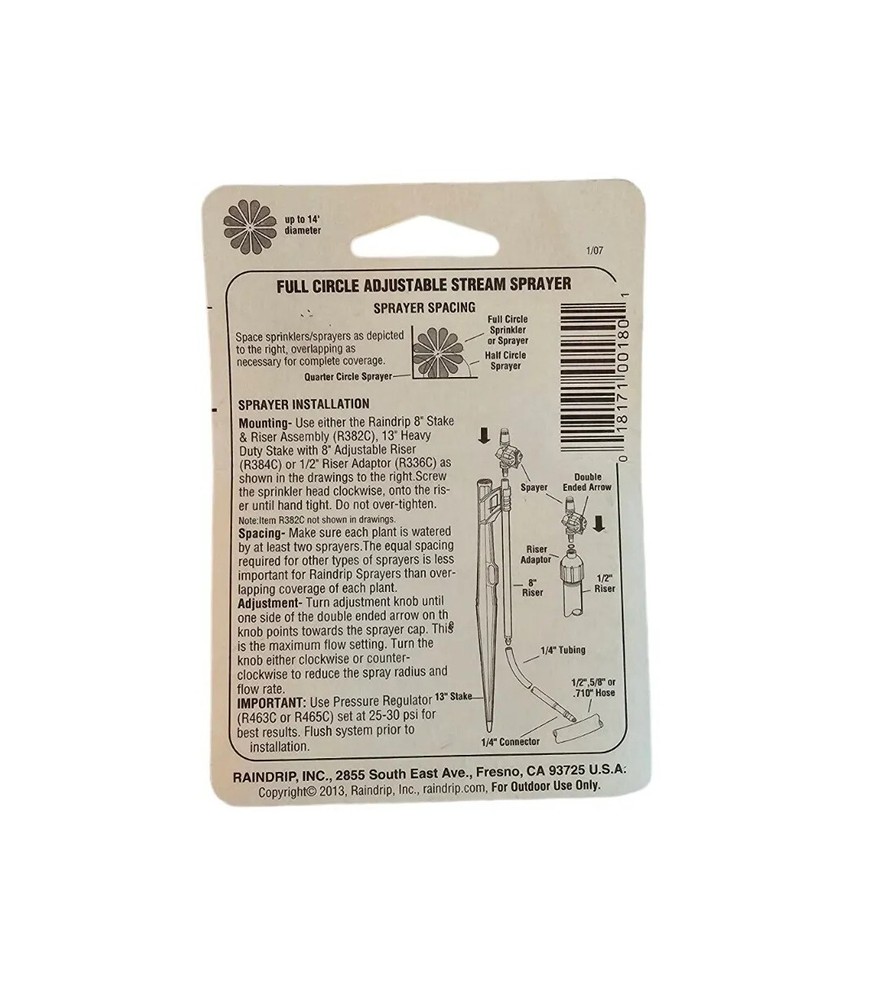 Raindrip Full Circle Adjustable Stream Sprayers 5 Count R180C New Sealed NIP