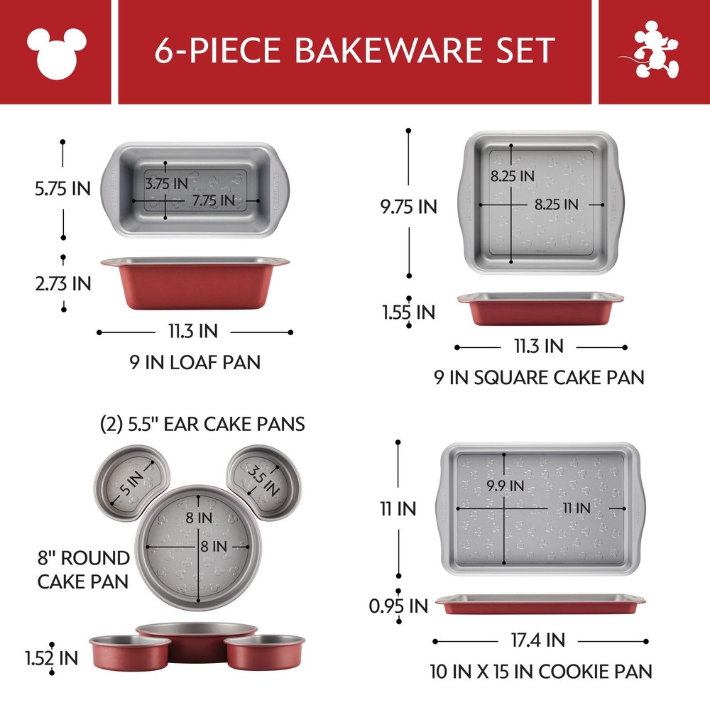 Farberware Disney Bake with Mickey Mouse Nonstick Bakeware Cake Pans, Baking ...