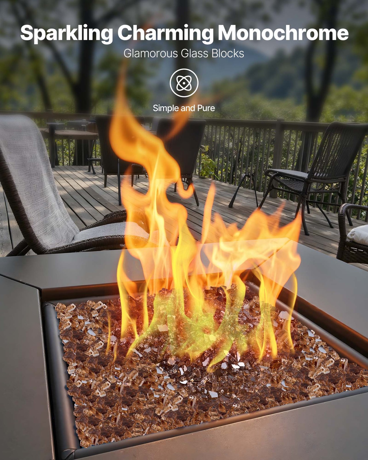 VEVOR 10 LBS Fire Glass 1/4-Inch Fireplace Glass Rocks for Fire Pit Table Copper