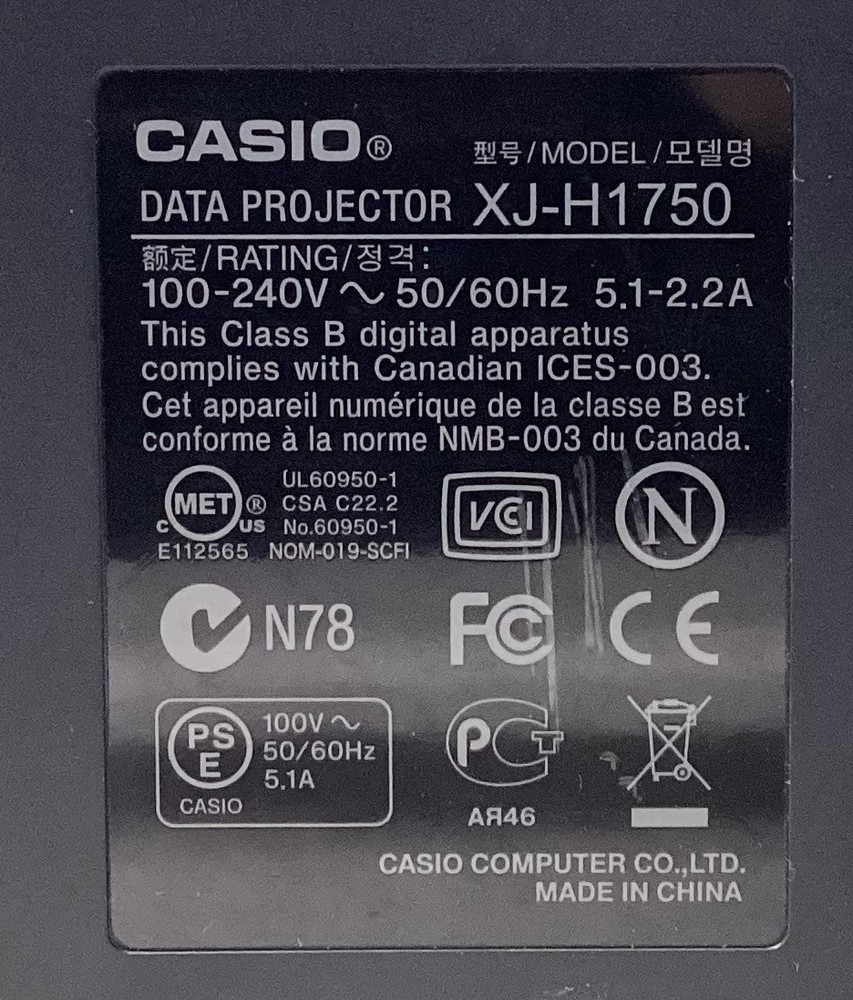 Casio XJ-H1750 Conference Room Data Projector