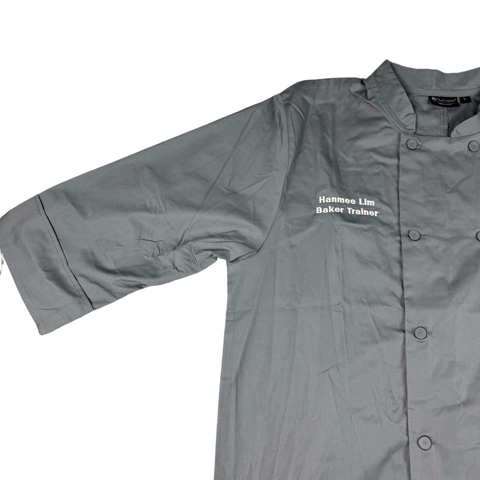 Chef Works Panera Bread Men's Large Gray Button Up Work Shirt