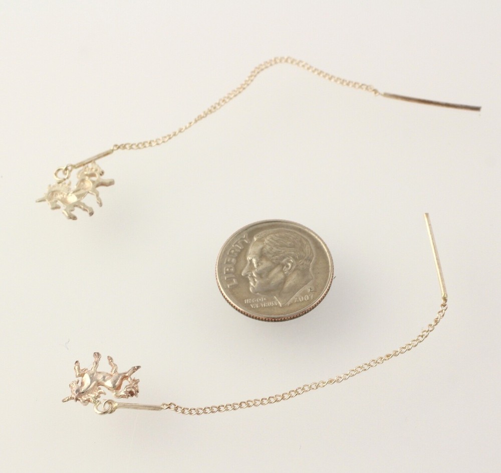 New Unicorn Threader Earrings - Sterling Silver Pierced Dangle Chain Stick Post