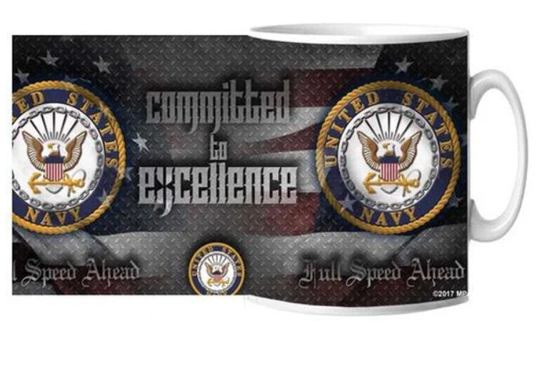 US NAVY FULL SPEED AHEAD CERAMIC MUG 15 OZ