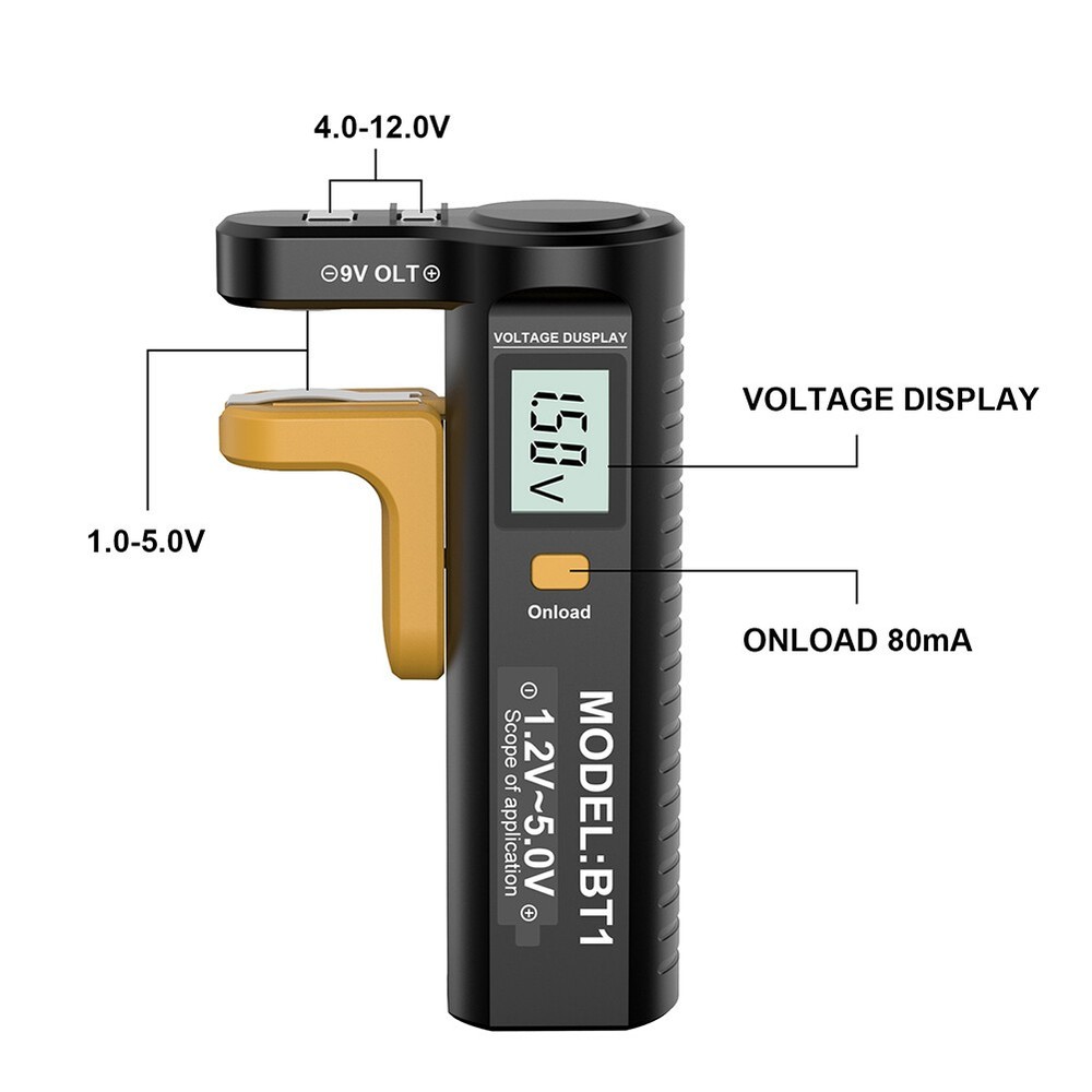 Battery Tester Battery Capacity Tester Button Cell Volt Checker 9V/1.5V/AA/AAA