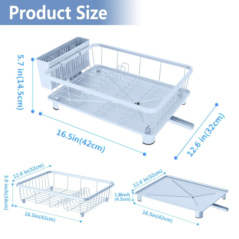 Blue Dish Drying Rack, Dish Rack,Space-Saving Dish Racks for Kitchen Counter ...