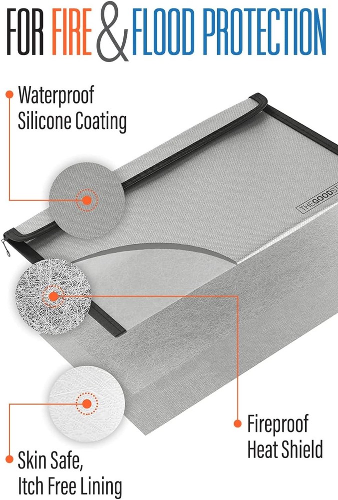 Fireproof Document Bag Envelope Size: 8" x 5" [2000°F UL Certified] Fireproof Ca