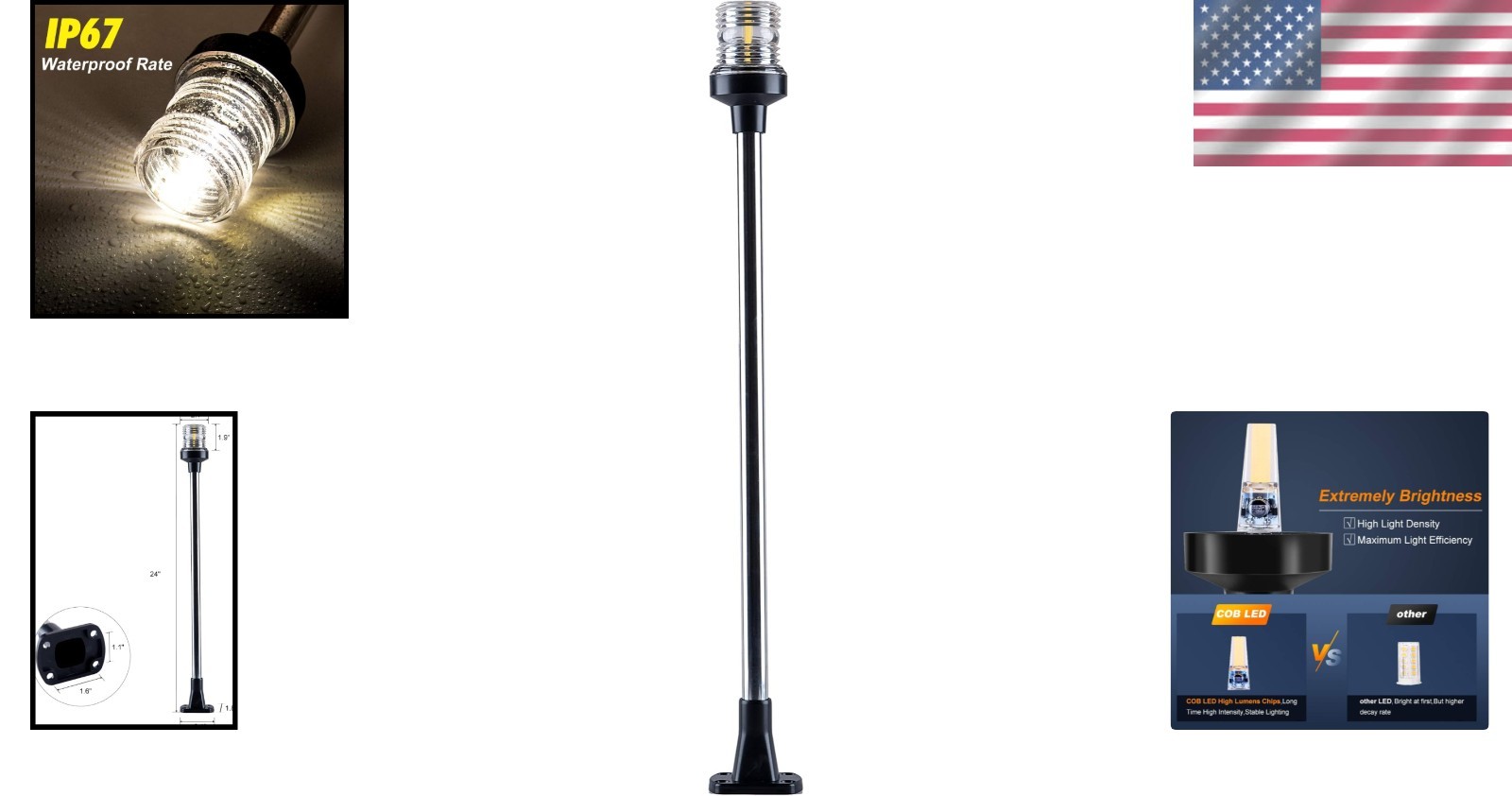 Waterproof White LED Boat Stern Light - Essential for Night Navigation