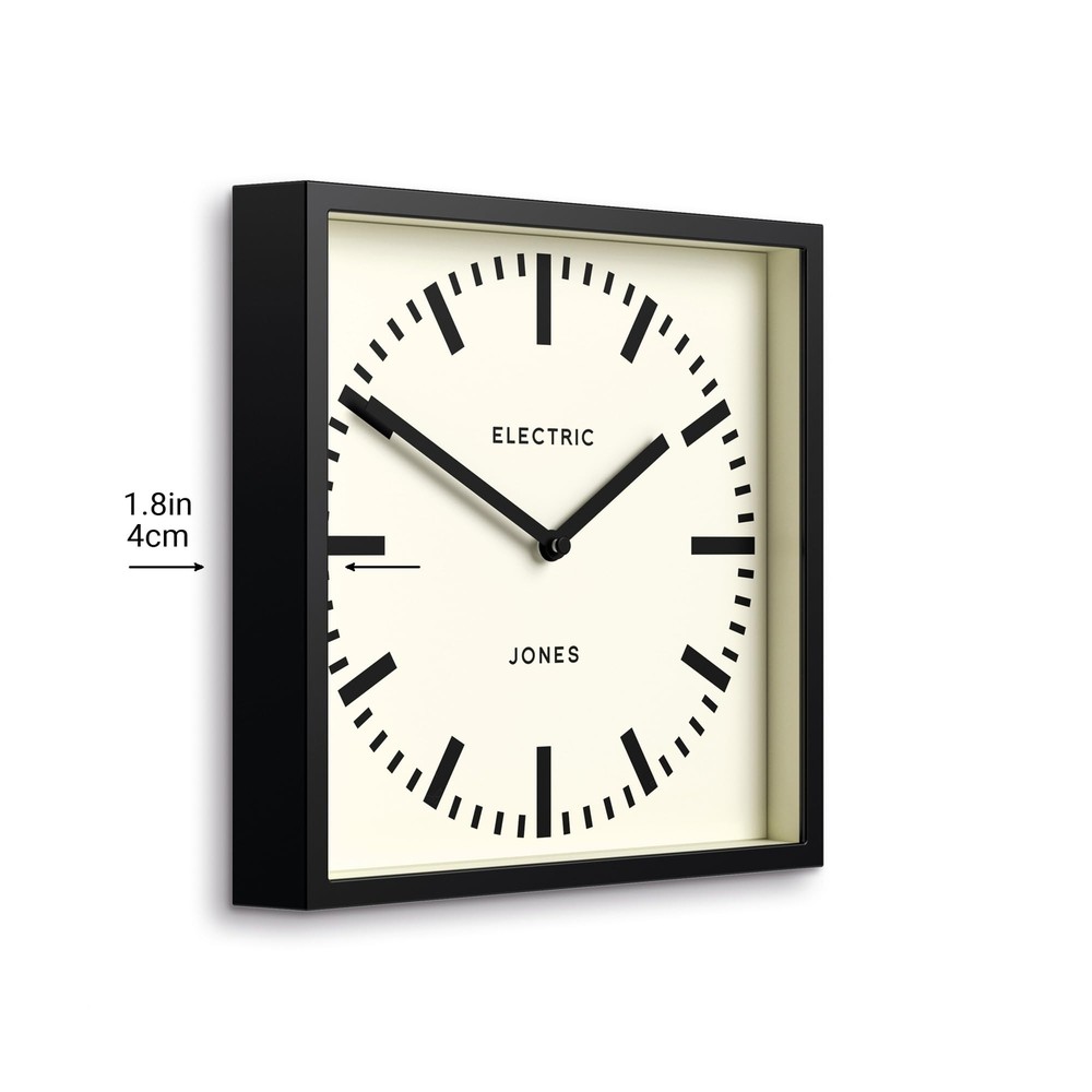 9.8" Black Square Box Wall Clock Station Dial Kitchen Office Decor Modern