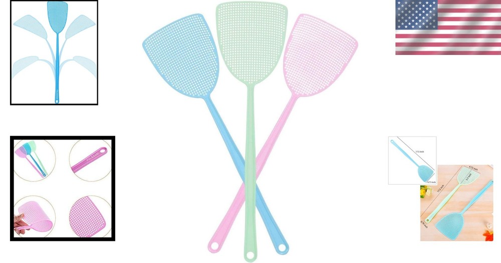 Eco-Friendly Fly Swatter Set – 3 Pack, Lightweight Manual Pest Control Solution